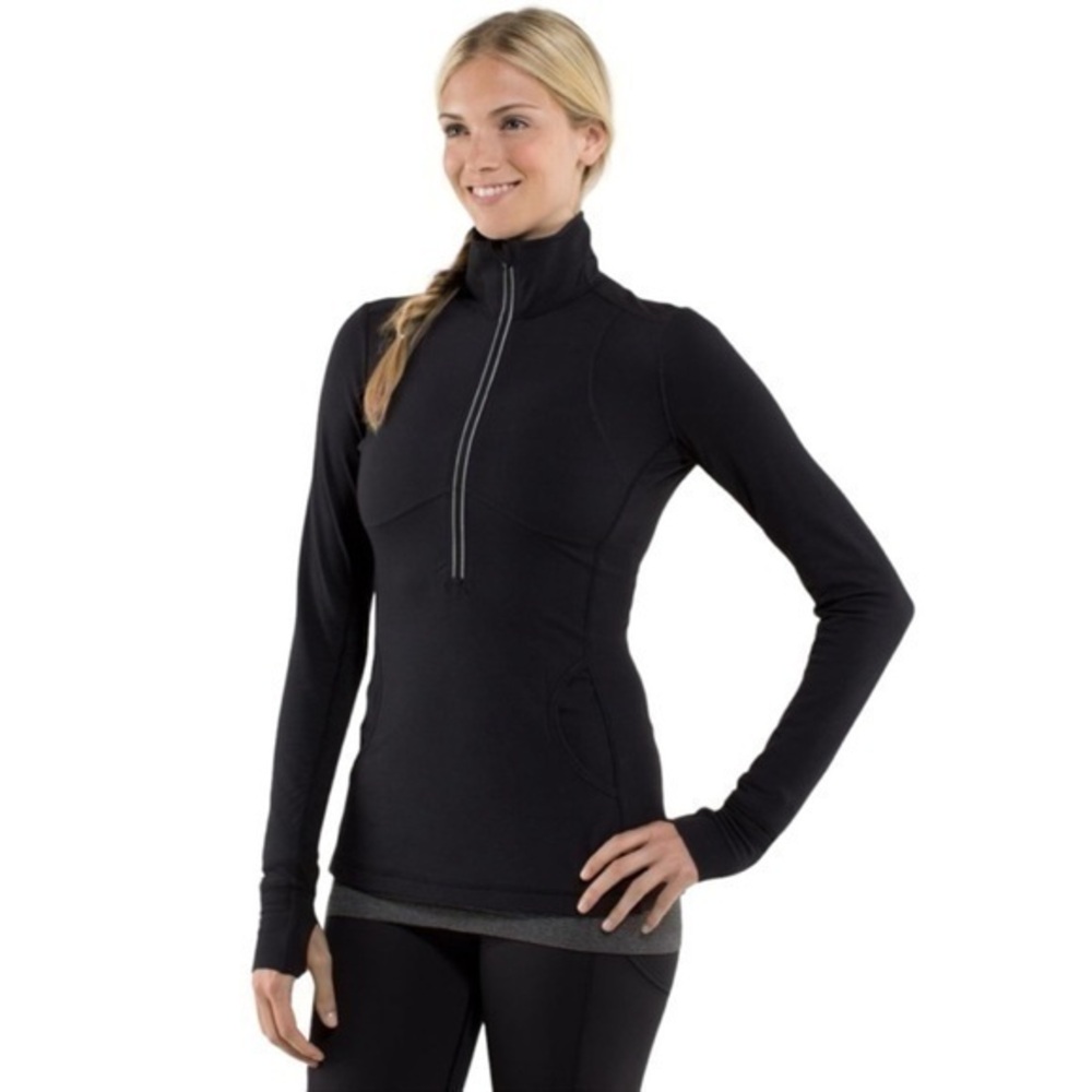 LULULEMON STAR RUNNER 1/2 ZIP PULLOVER PAISLEY LACE INLAY ATHLETIC HIKING BLACK